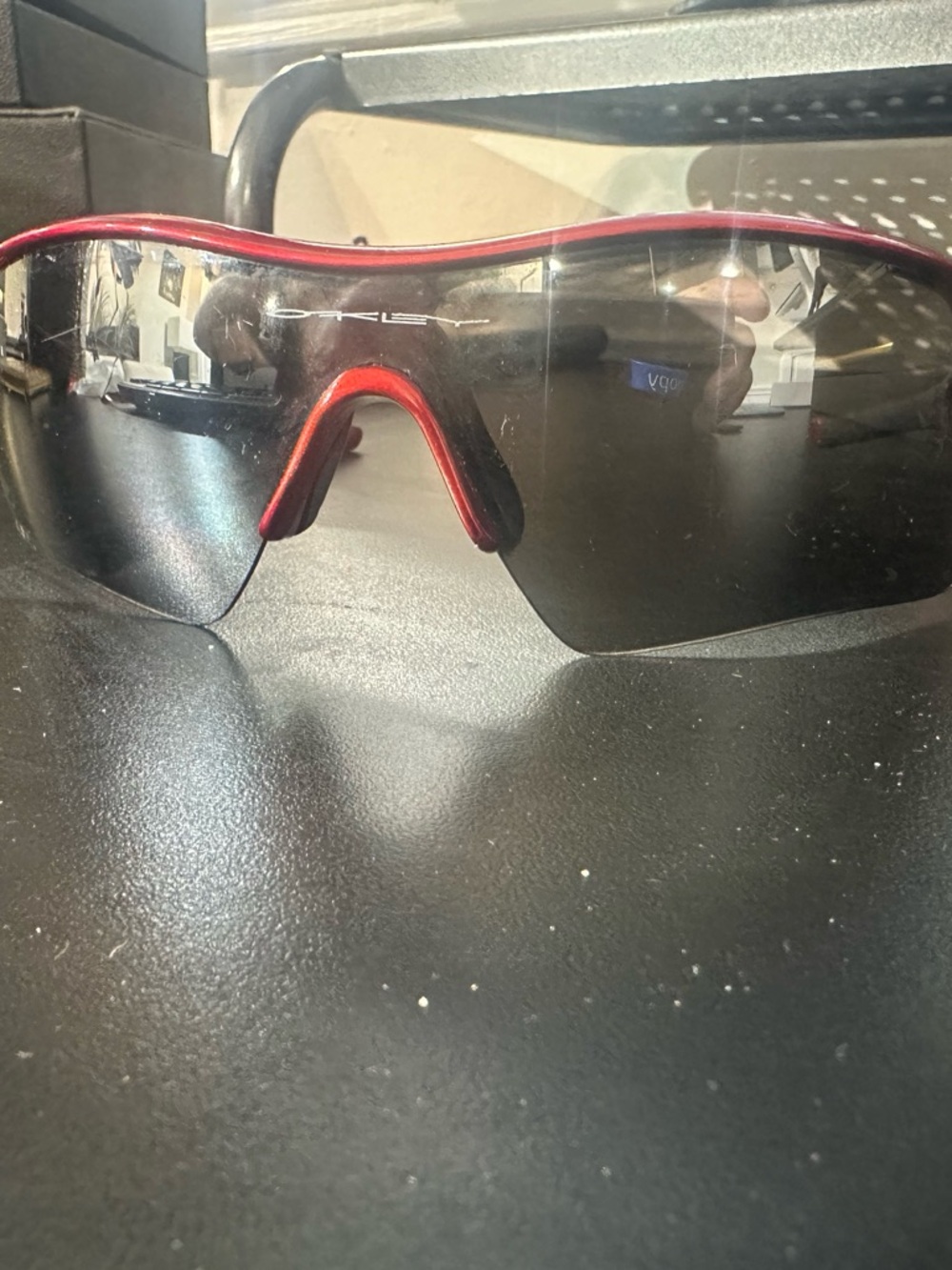 Oakley Sunglasses Temple Arm in Silver with Red Accent